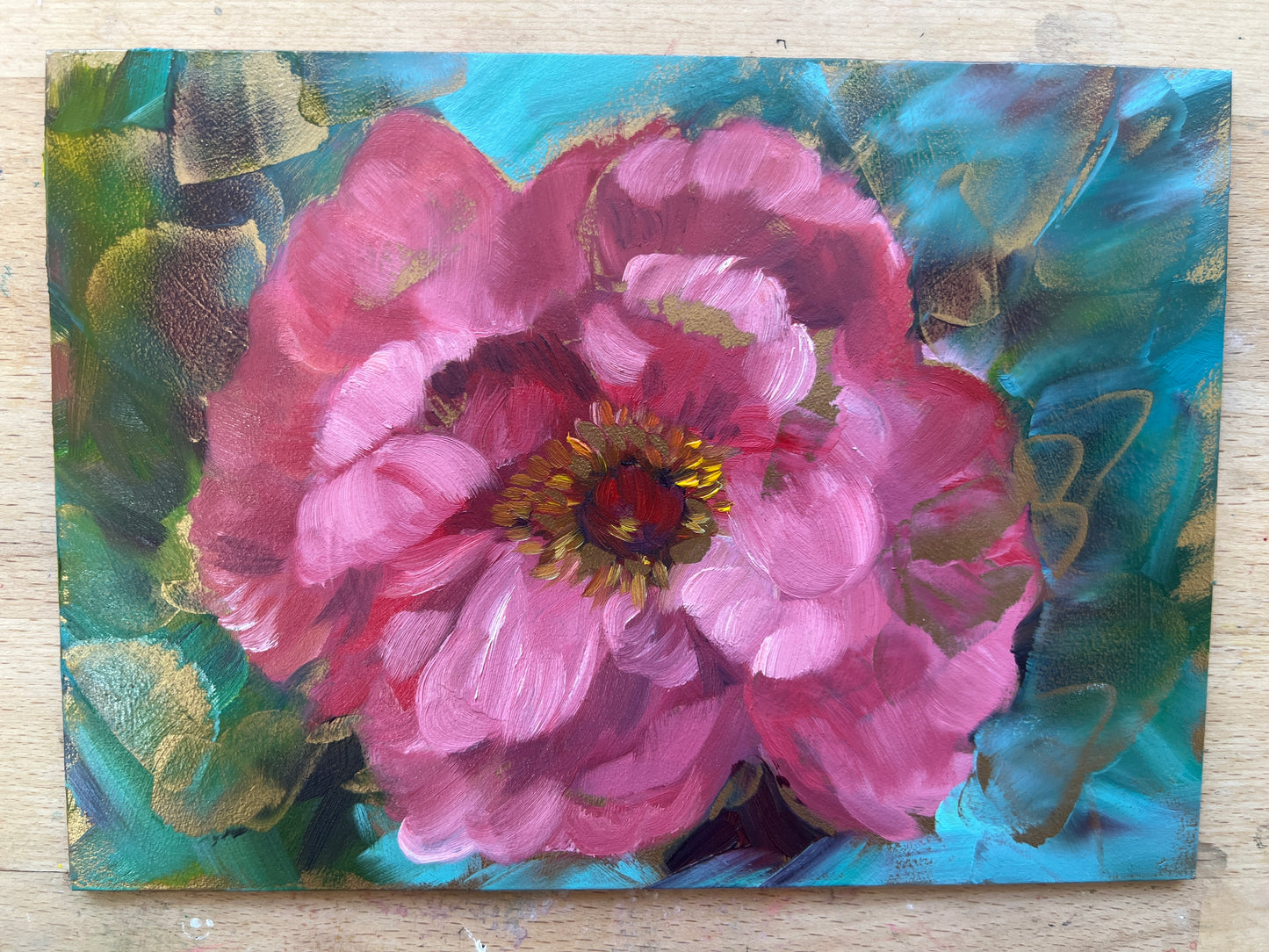 Peony oil painting