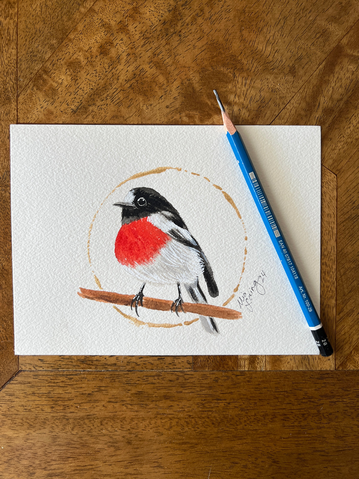Little Things - Watercolour Scarlet Robin