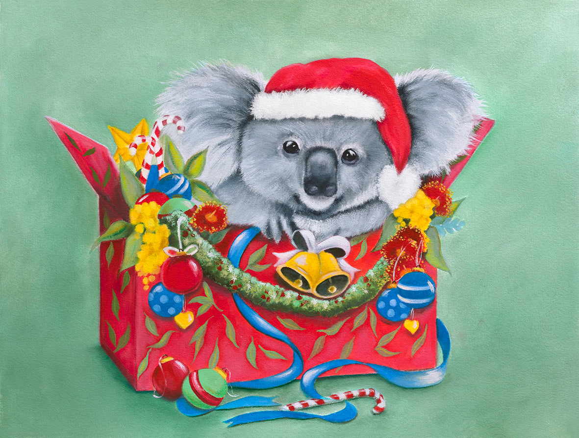 Christmas Koala Green - Fine Art Print