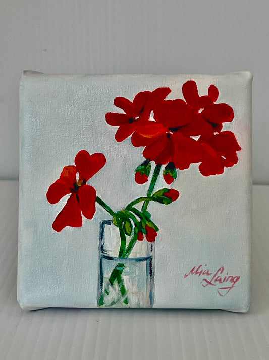 Little Things - A Little Painting Collection - Bold Red Geraniums