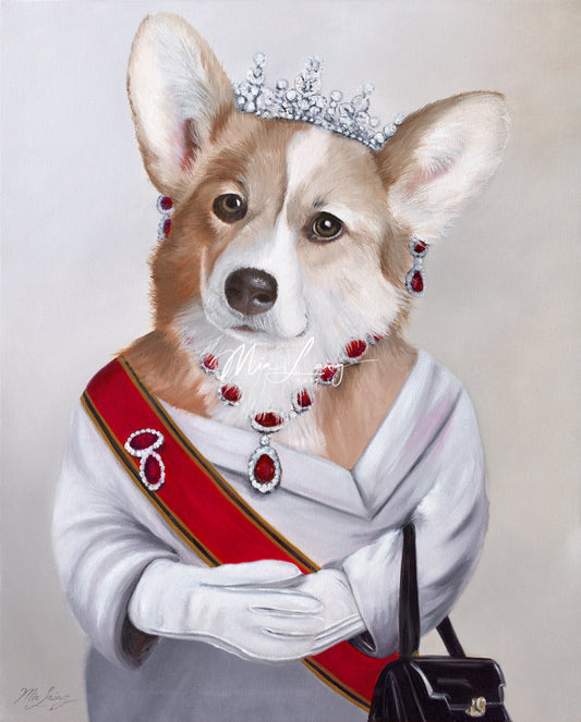 Elizabeth Queen Of The Corgi - Fine Art Print