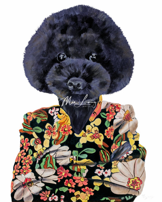 Flower Power Poodle - Fine Art Print